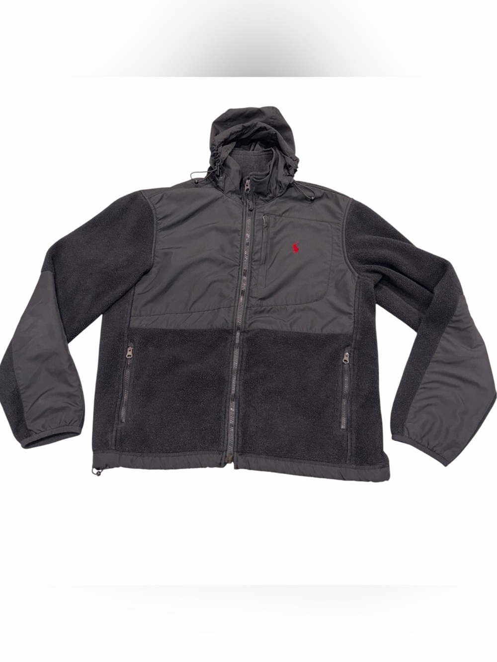 Polo Ralph Lauren Black Polartec Fleece Hooded Denali Jacket size Small